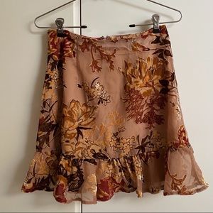 Velvet floral mini skirt S
